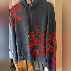 SALE Dolce & Gabbana Blue Hoodie with Coral Print, Unisex